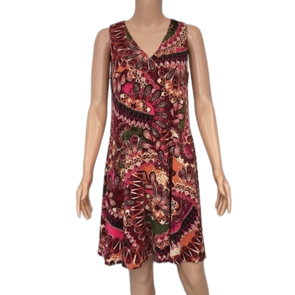 Nine West Ladies Sleeveless‎ V-Neck Multicolored Floral Dress  Size 4 Small NWT
